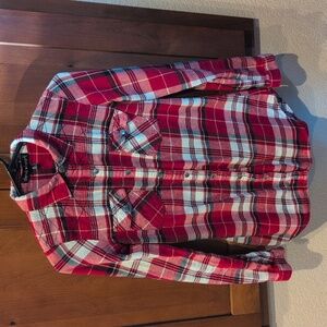 Women's Red/White Plaid Classic Fit Flannel